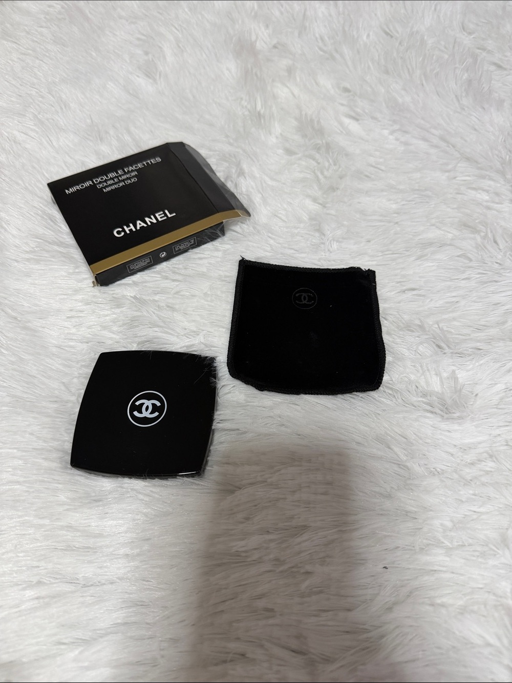 CHANEL Black Compact Mirror with CC Emblem